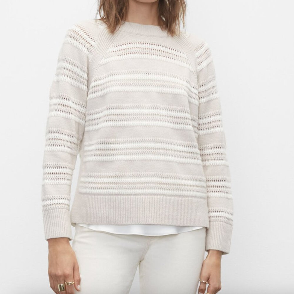 Club Monaco Striped Raglan Knit Crewneck Sweater - Medium